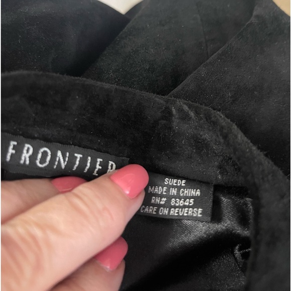 New Frontier black long vintage suede coat - Picture 8 of 10